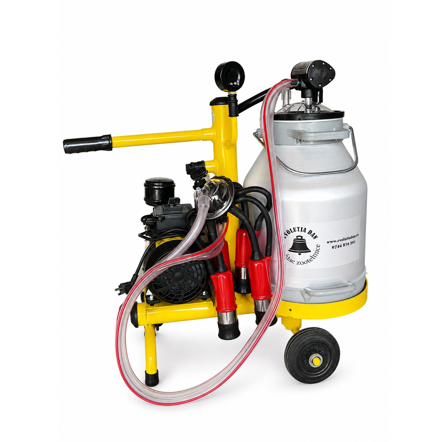 Aparat de muls vaci 1 post, bidon 25 l aluminiu, vid in cadru - TEK1-AKLP